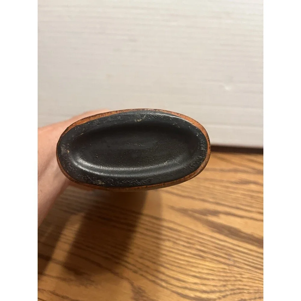 VINTAGE CERAMIC FAUX WOOD GRAIN  VASE 8” X  3” with RHINESTONE ACCENTS